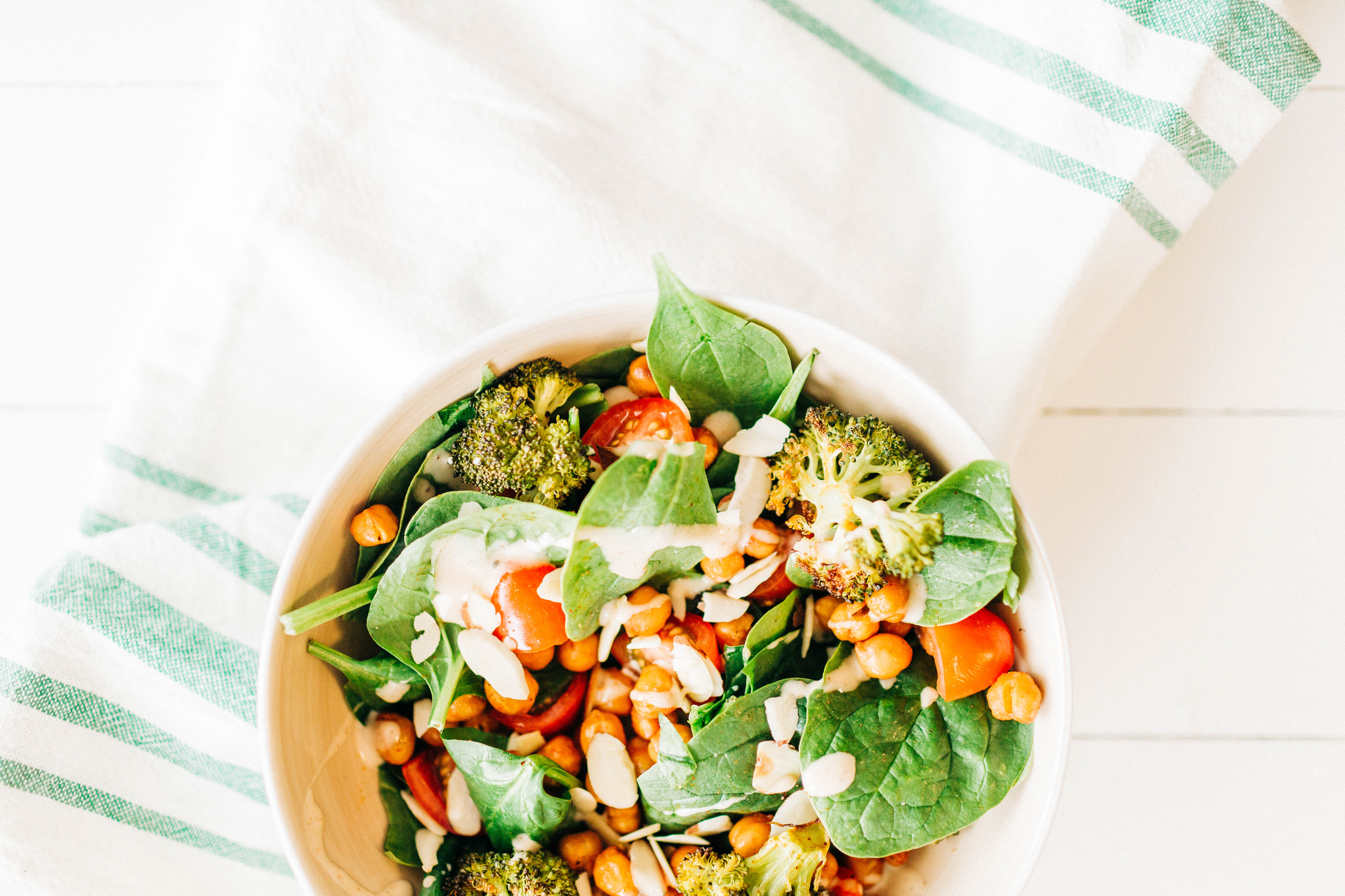 Roasted chickpea and broccoli salad | read more at happilythehicks.com