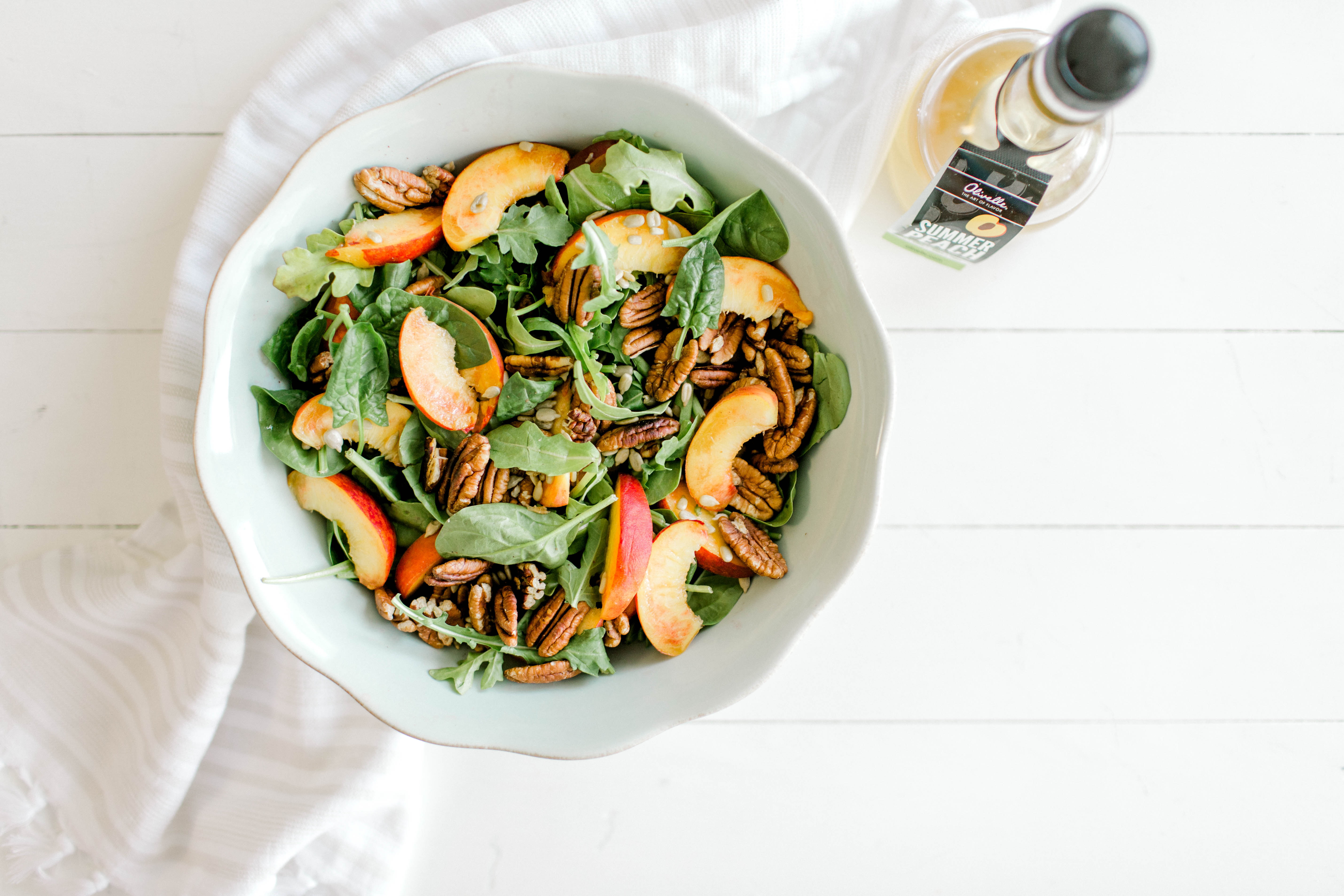 Peaches and Pecans Summer Salad | read more at happilythehicks.com